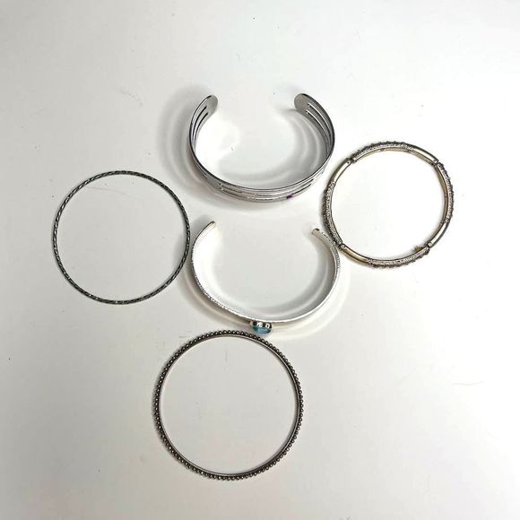 Silver Tones Vintage Bangle Bracelet lot Bundle - Picture 2 of 5